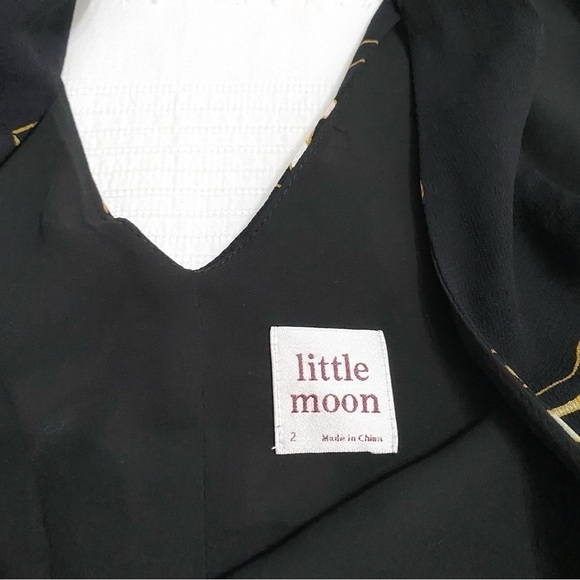 𝅺ARITZIA LITTLE MOON STELLERA BLACK ASIAN PRINT SLEEVELESS MINI DRESS - Picture 10 of 13